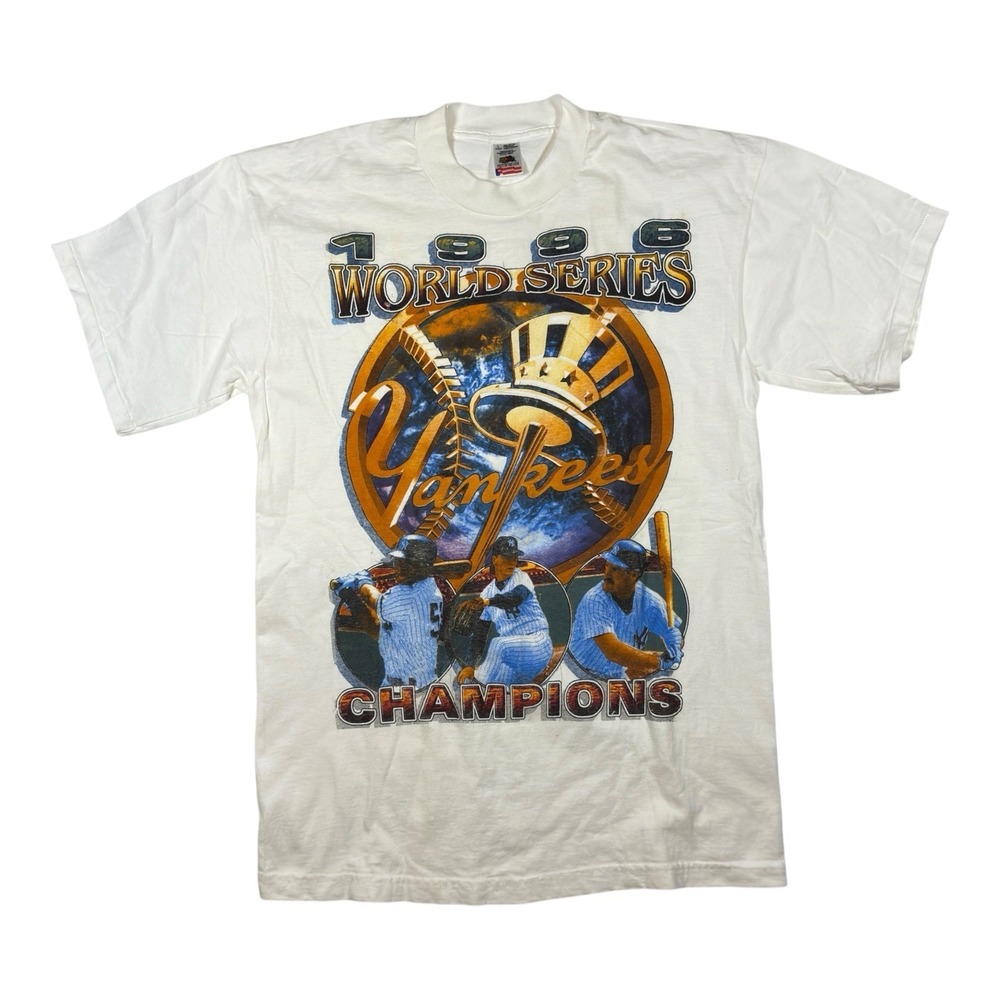 Vintage‎ New York Yankees Shirt Mens Large MLB White 1996 World Series Champions